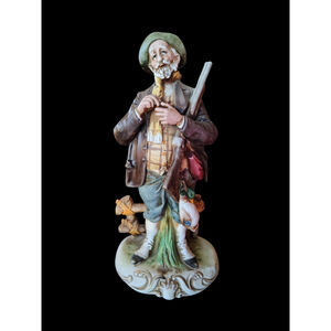 Large Vintage Napcoware Duck Hunter Figurine Capodimonte Style 12" detailed